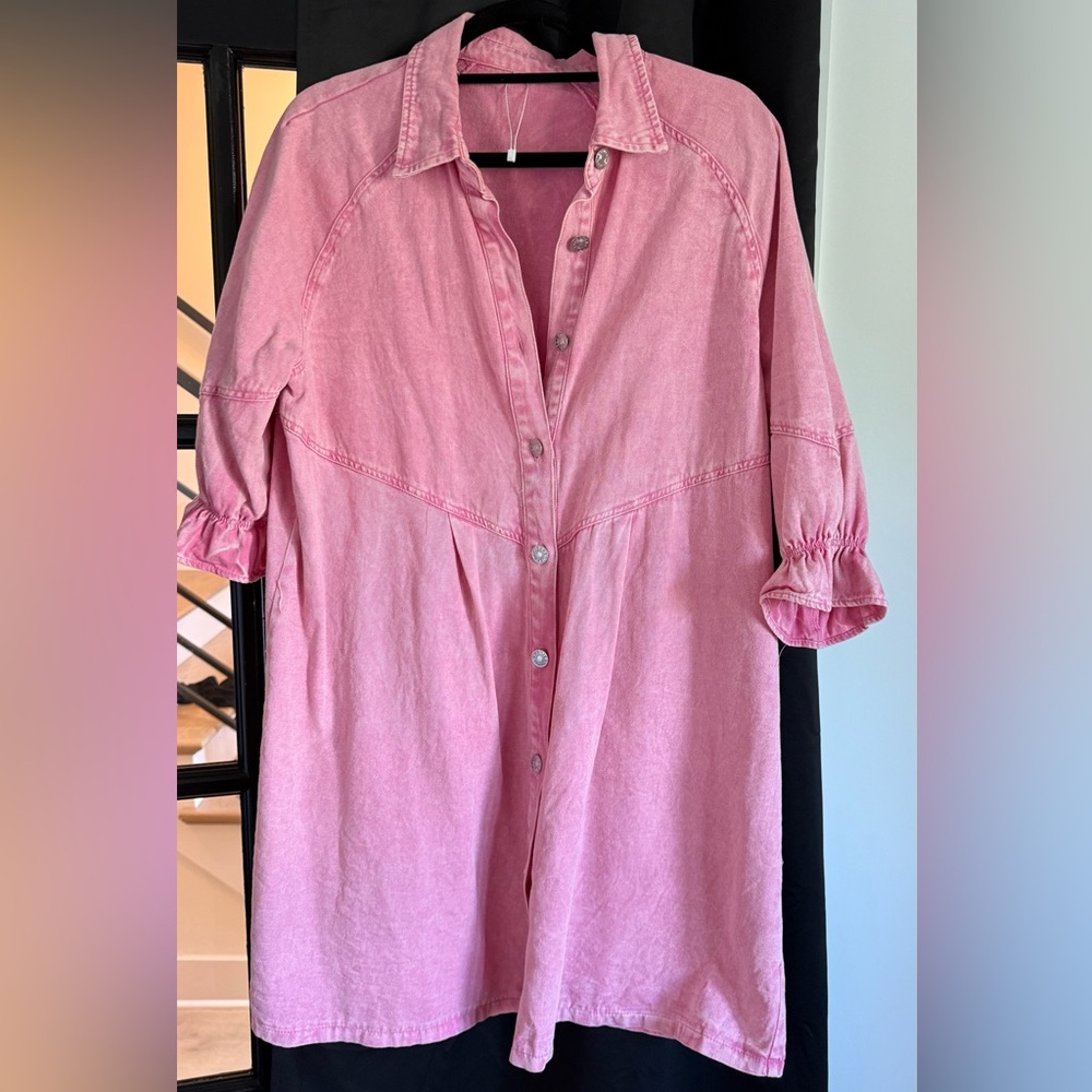 Pink Button-Up Dress
